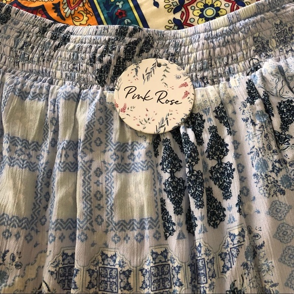 PINK ROSE FULL LENGTH SKIRT W/ELASTIC SMOCKED WAIST. BEAUTIFUL BLUE WHITE.NWT!!☆ - Picture 4 of 4